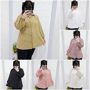 Blouse Variasi Lipatan Tipis V Miayabi Silky