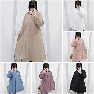 Tunik miyabi silky kemeja full kancing variasi pok