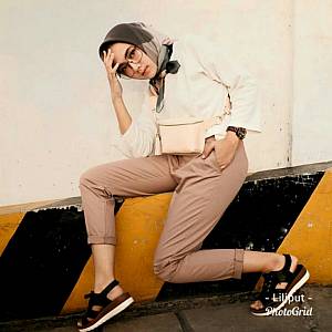 1). sL- Zara Basic Pant 01 Cream MUDA